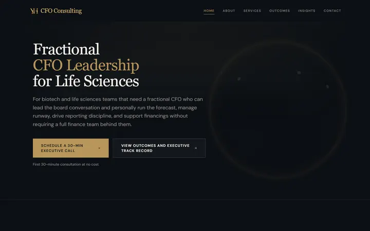 YH CFO Consulting website